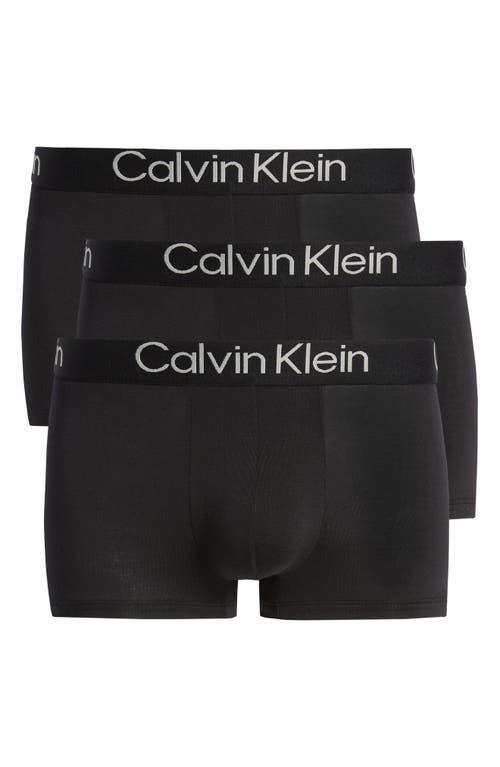 Calvin Klein Mens Ultra-Soft Modern 3-Pack Trunk - Black - S Product Image
