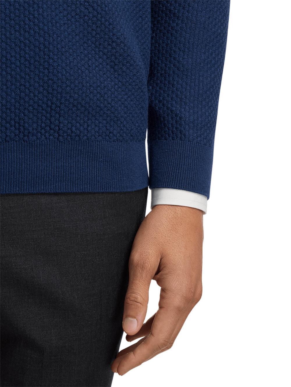 Silk Cotton Cashmere Quarter Zip Mock Neck Sweater - Black Product Image