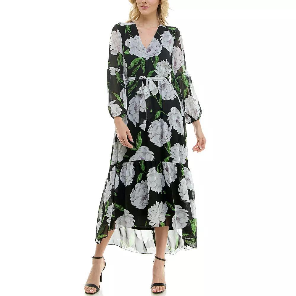 Women's Taylor Cambria Printed Dress, Size: 8, Black Lime Product Image