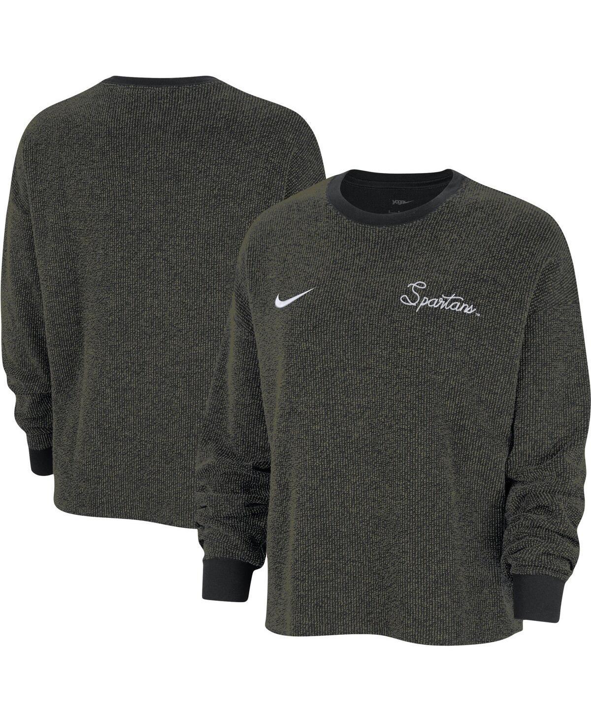 Women's Nike  Black Michigan State Spartans Yoga Script Pullover Sweatshirt, Size: Small Product Image