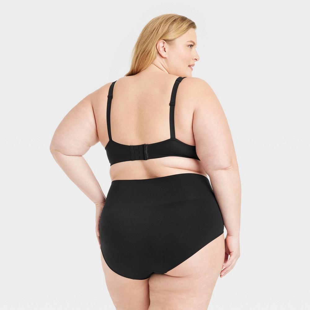 Womens Seamless High Waisted Rise Briefs - Auden Black XXL: Lightweight Nylon Spandex Knit, Solid Pattern, Pull-On Style Product Image