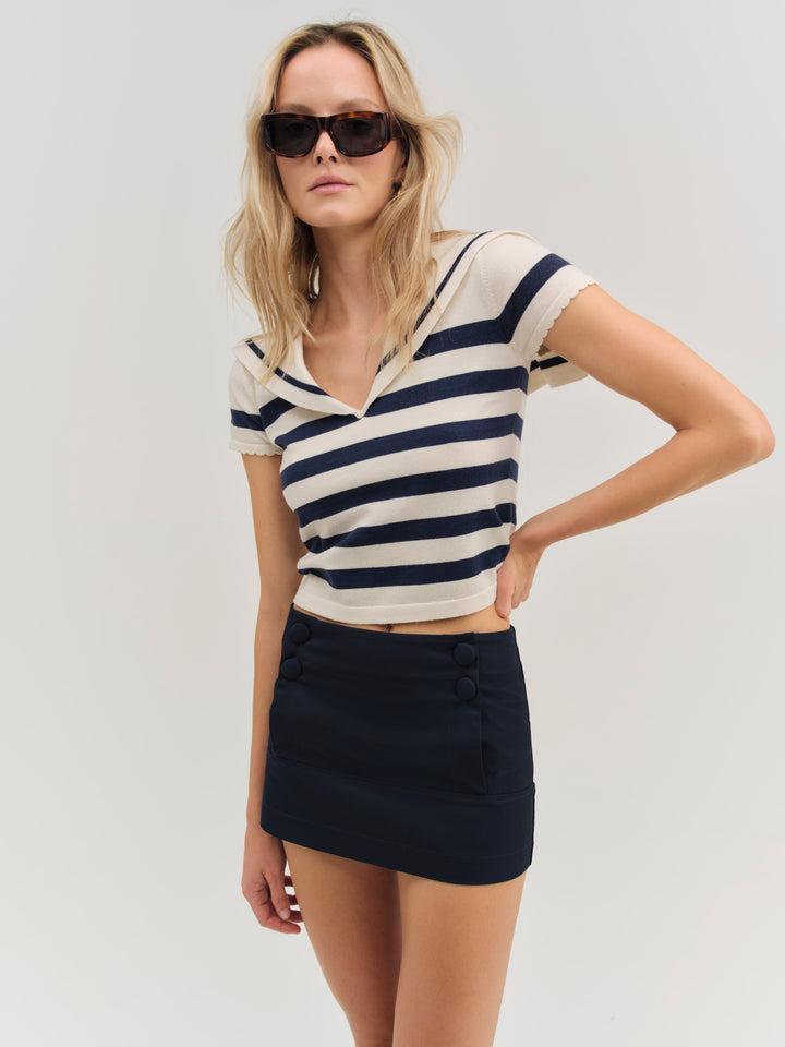 Cotton Twill Micro Skort — Black Product Image