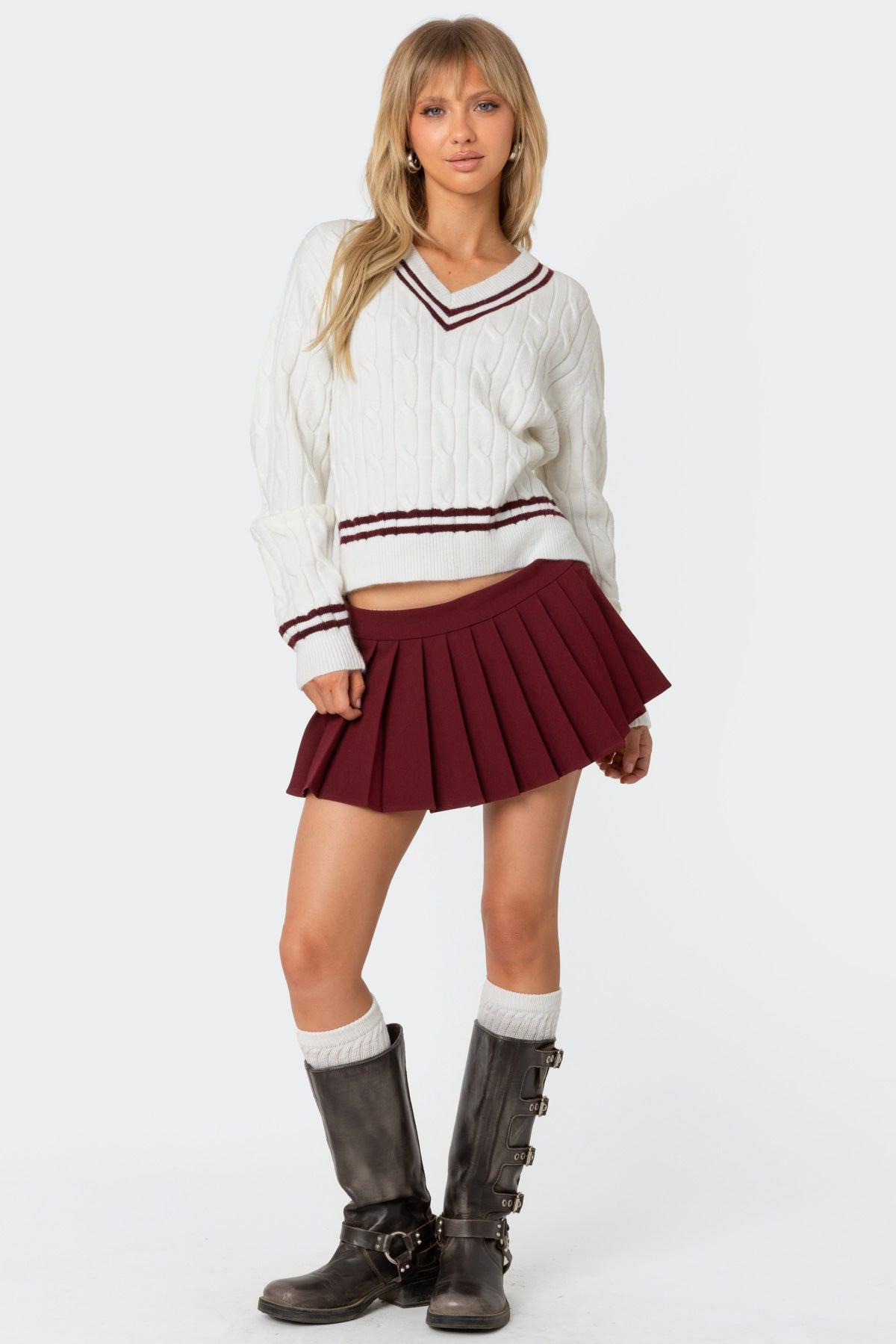Dean V Neck Cable Knit Sweater Product Image