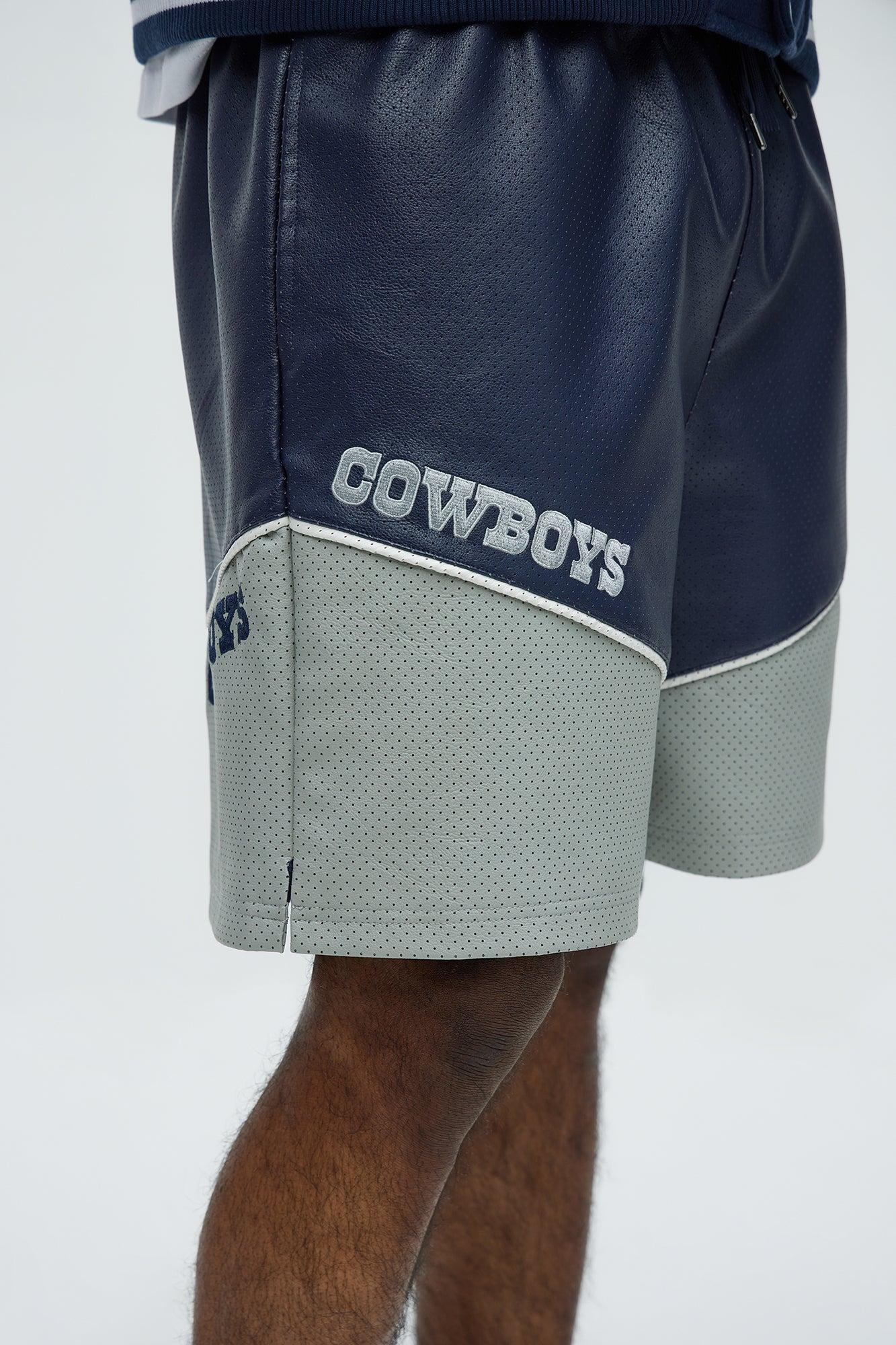 Cowboys Up And Down The Court Faux Leather Shorts - Navy Product Image