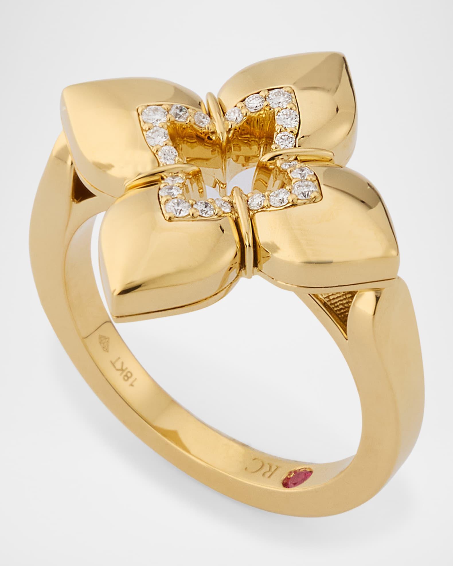 18K Yellow Gold Diamond Venetian Princess Ring, Size 6.5 Product Image