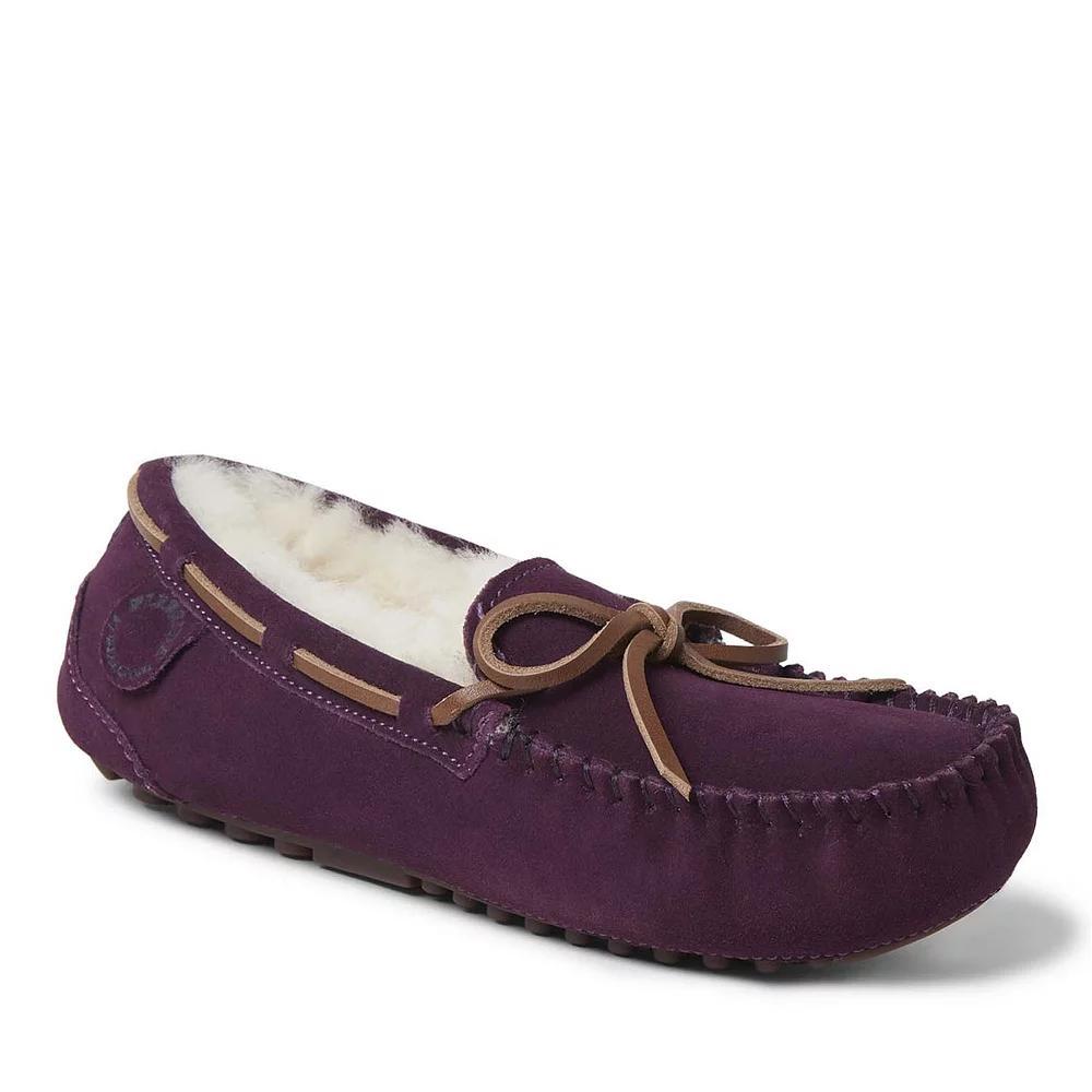 Fireside by Dearfoams Victoria Genuine Shearling Lace Womens Moccasin Slippers Product Image