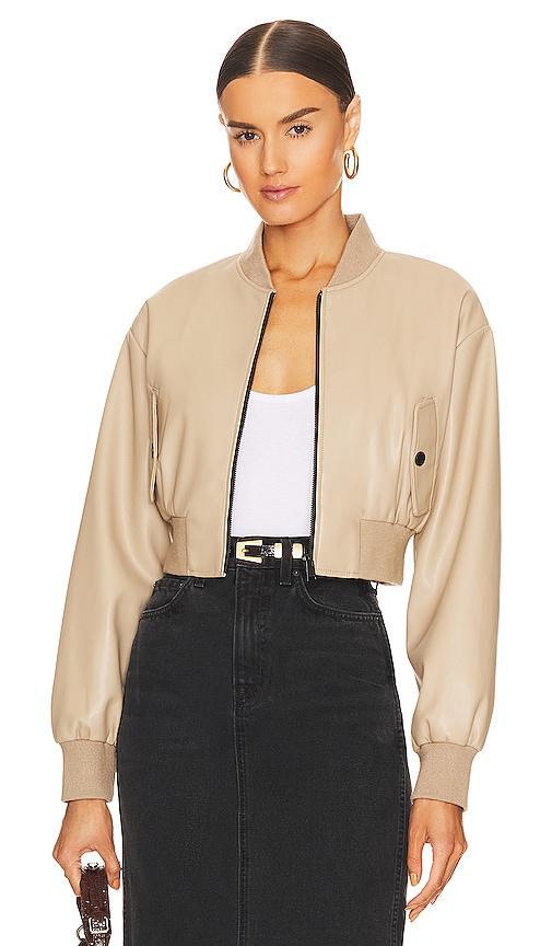 Womens Evelin Faux-Leather Cropped Bomber Jacket Product Image