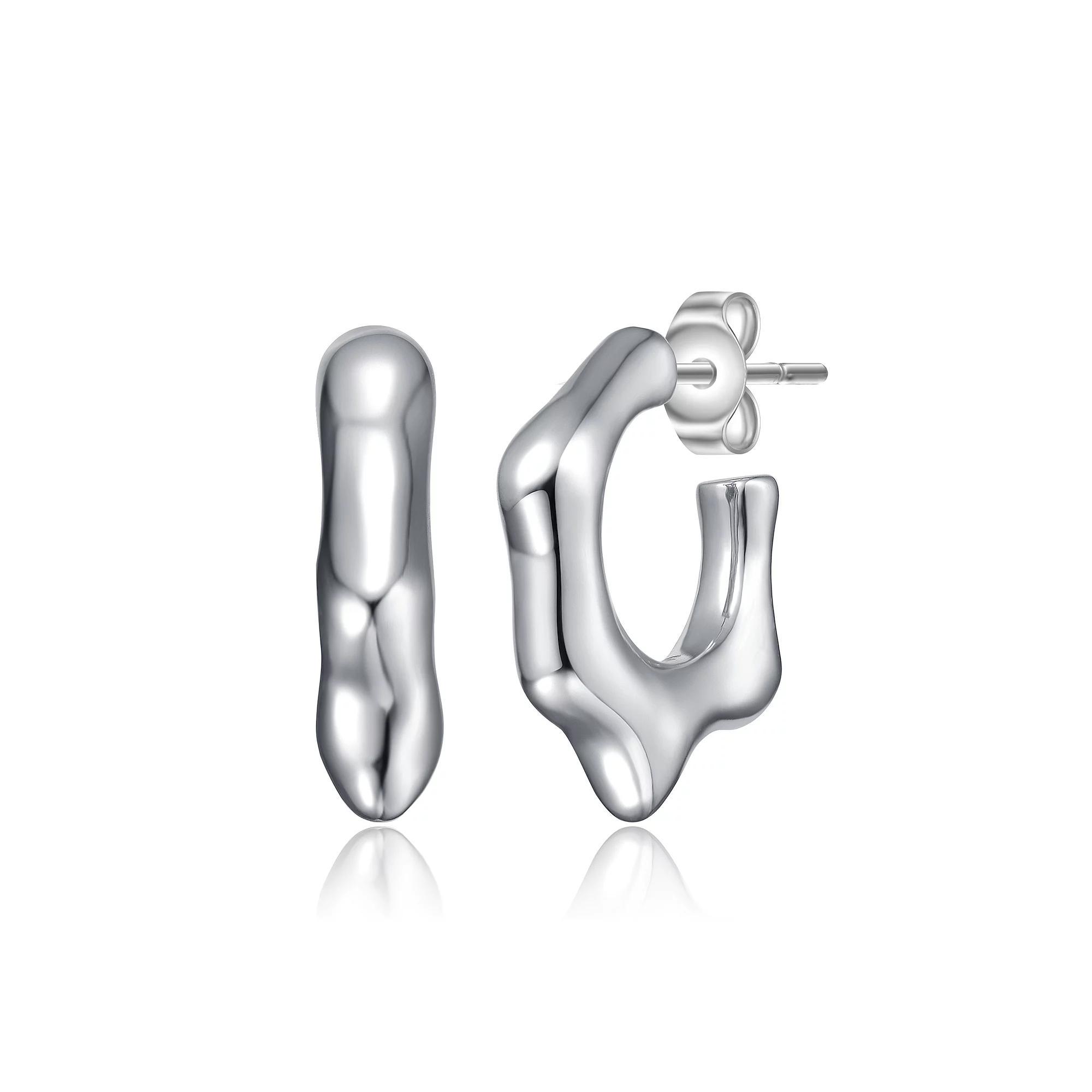 Dripping 3/4 Hoop Earrings, Womens, Silver Tone Product Image