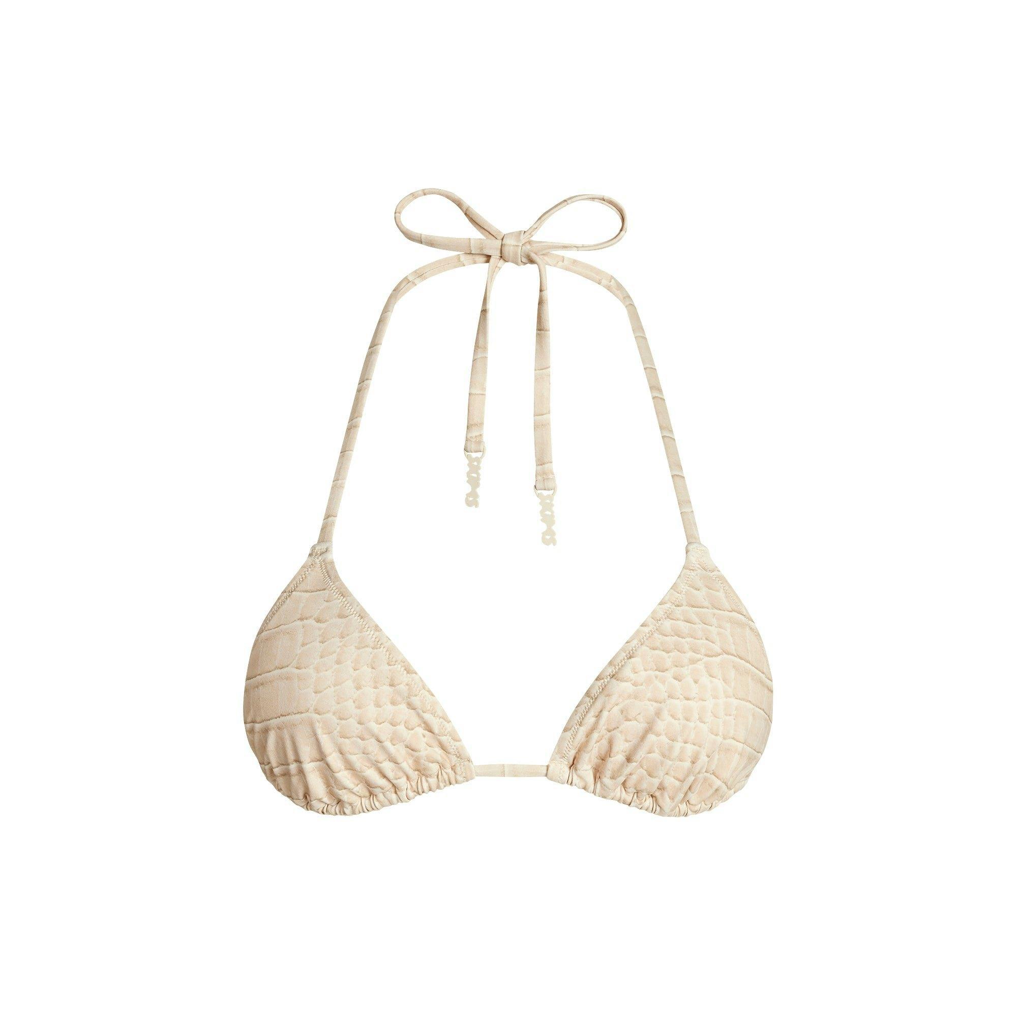 SIGNATURE SWIM HIGH-WAISTED BIKINI BOTTOM | EGRET CROCODILE PRINT Product Image