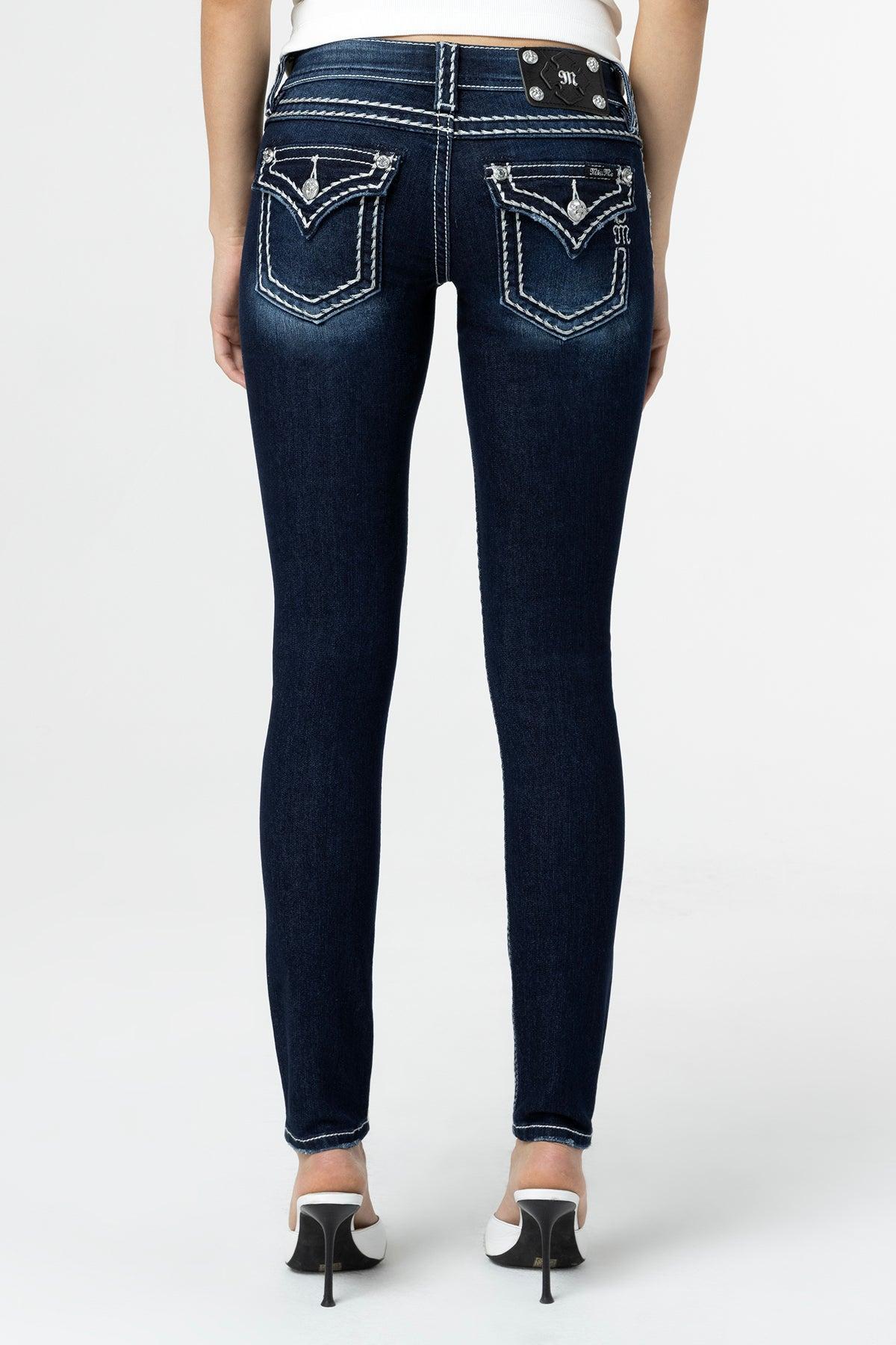 Loose Saddle Stitch Border Skinny Jeans Product Image