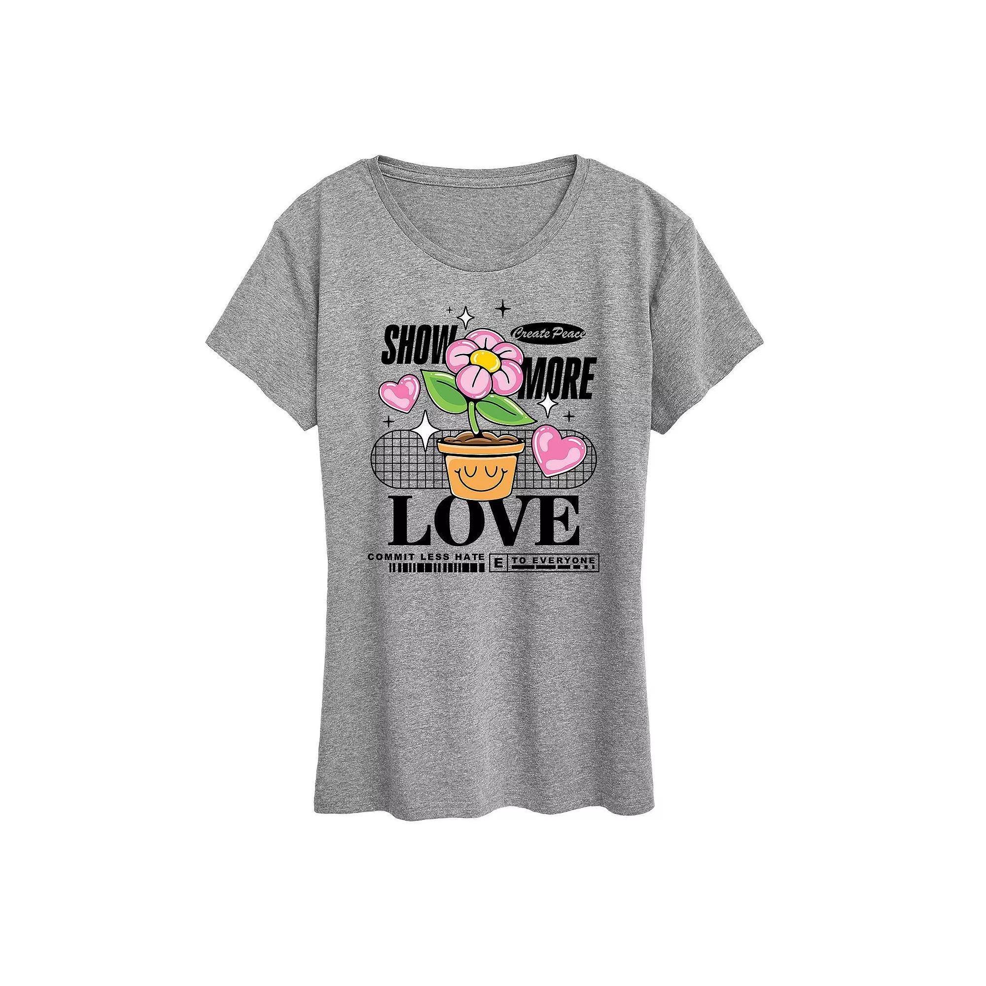 Womens Show More Love Graphic Tee, Girls Grey Gray Product Image