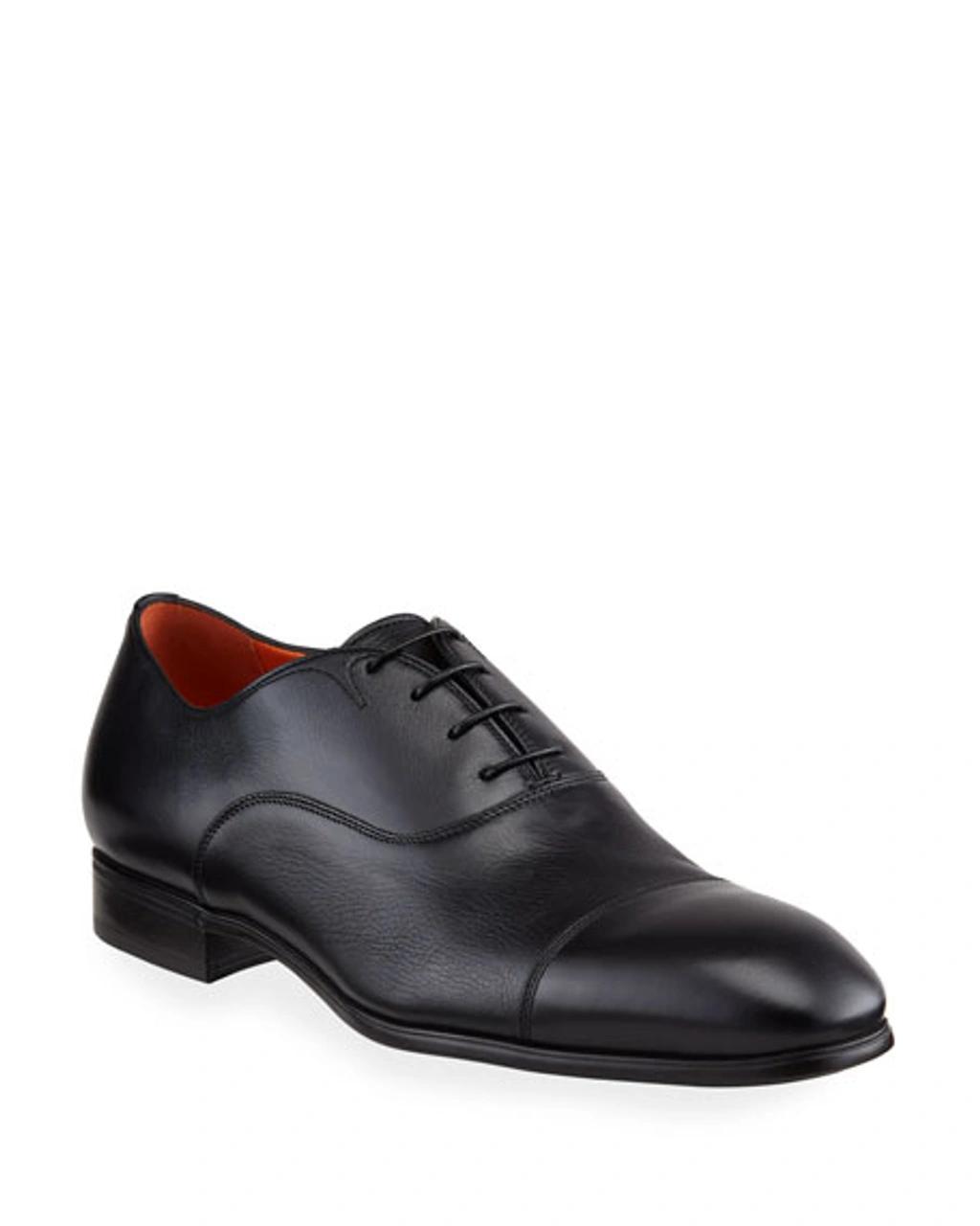 Mens Burnished Leather Cap-Toe Lace-Up Shoes Product Image