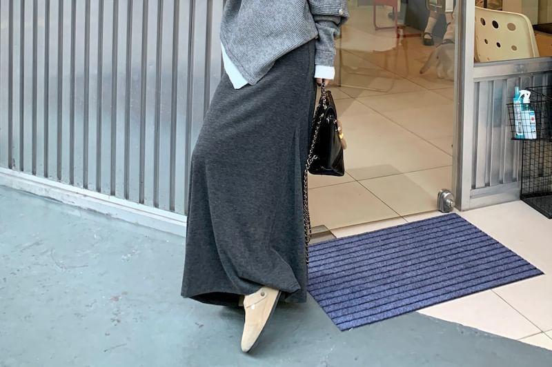 Turtleneck Two Tone Asymmetrical Oversized Sweater / Maxi A-Line Skirt Product Image