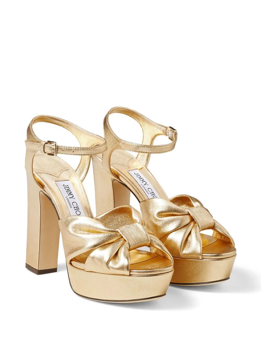 JIMMY CHOO Heloise Metallic Ankle-strap Platform Sandals In Silver Product Image