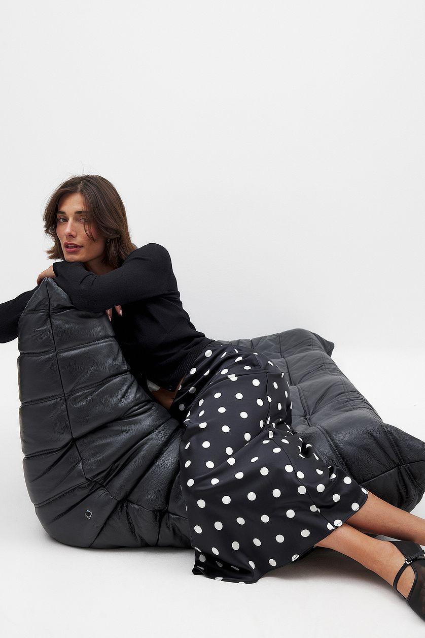 Satin Dot Print Maxi Skirt Product Image