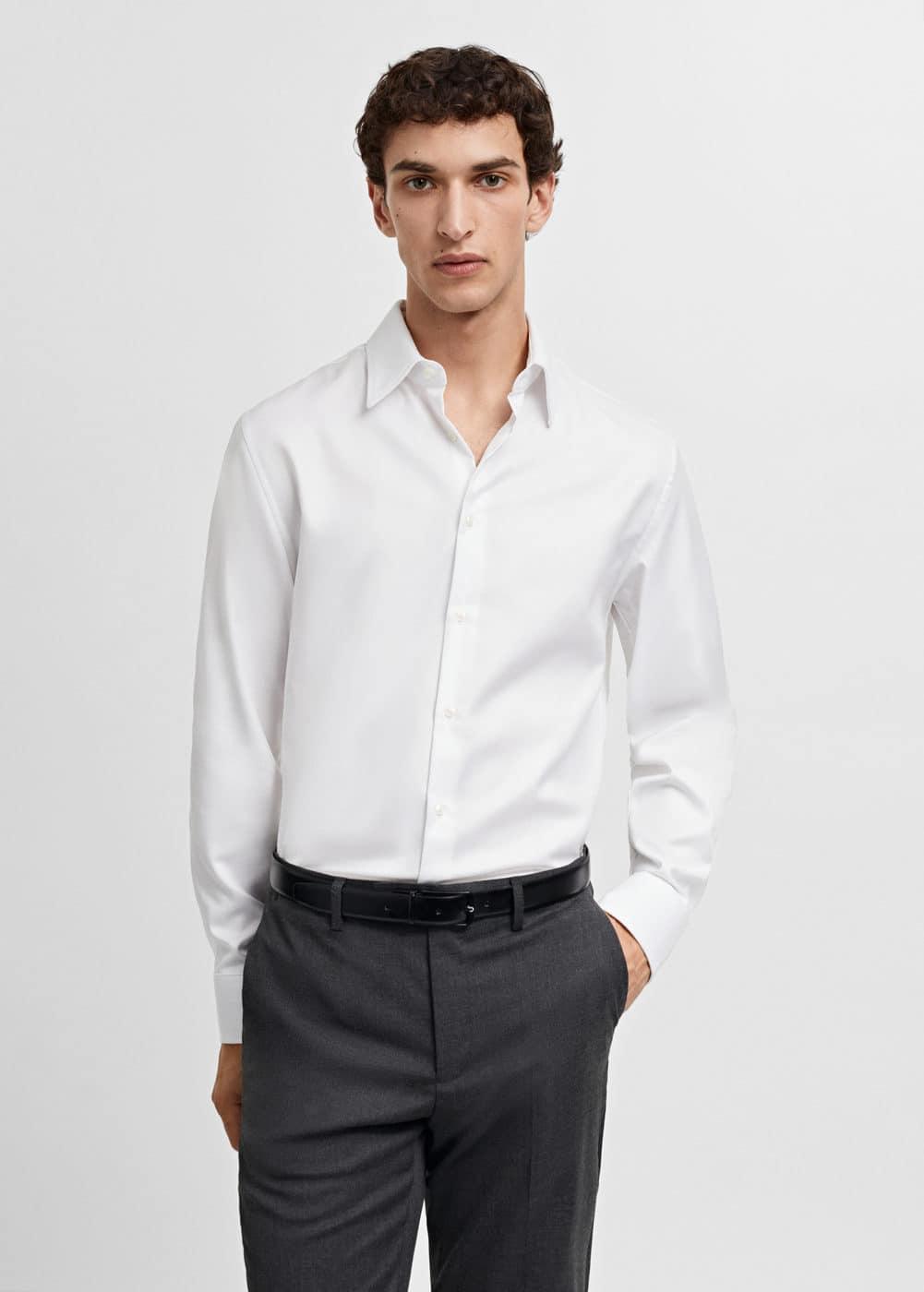 100% cotton slim-fit suit shirt - Men | MANGO USA Product Image