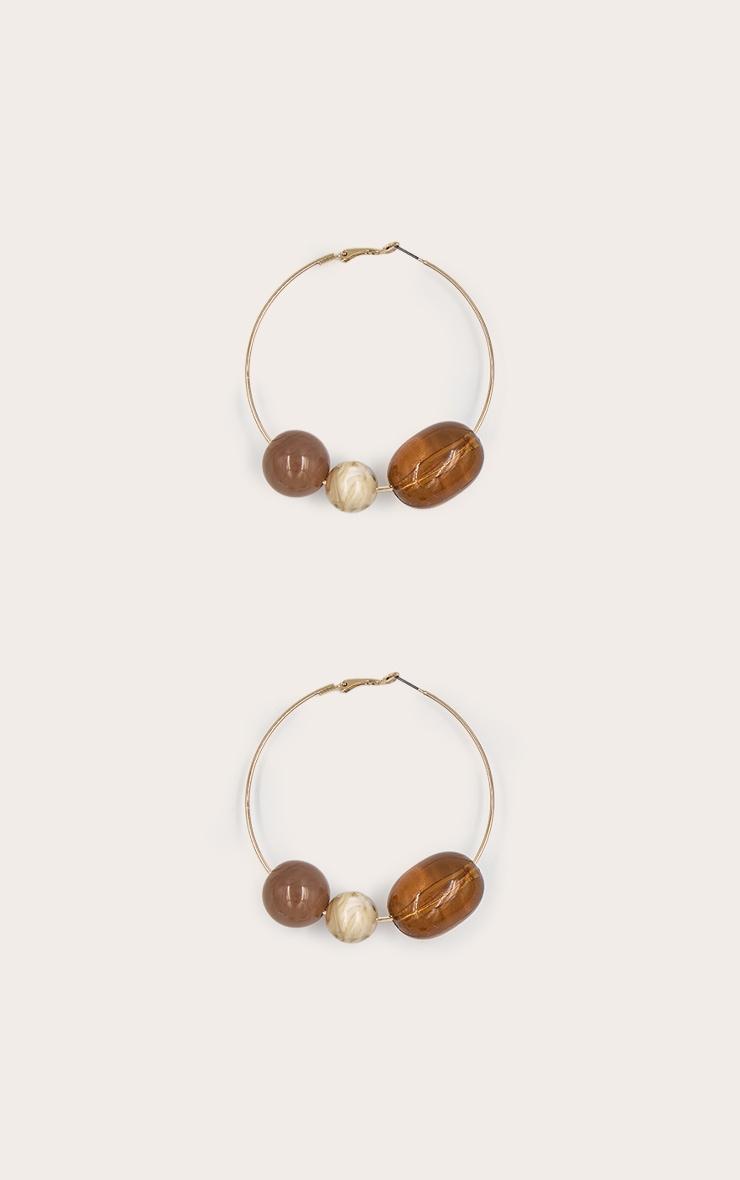 Brown Beaded Large Hoop Earrings Product Image