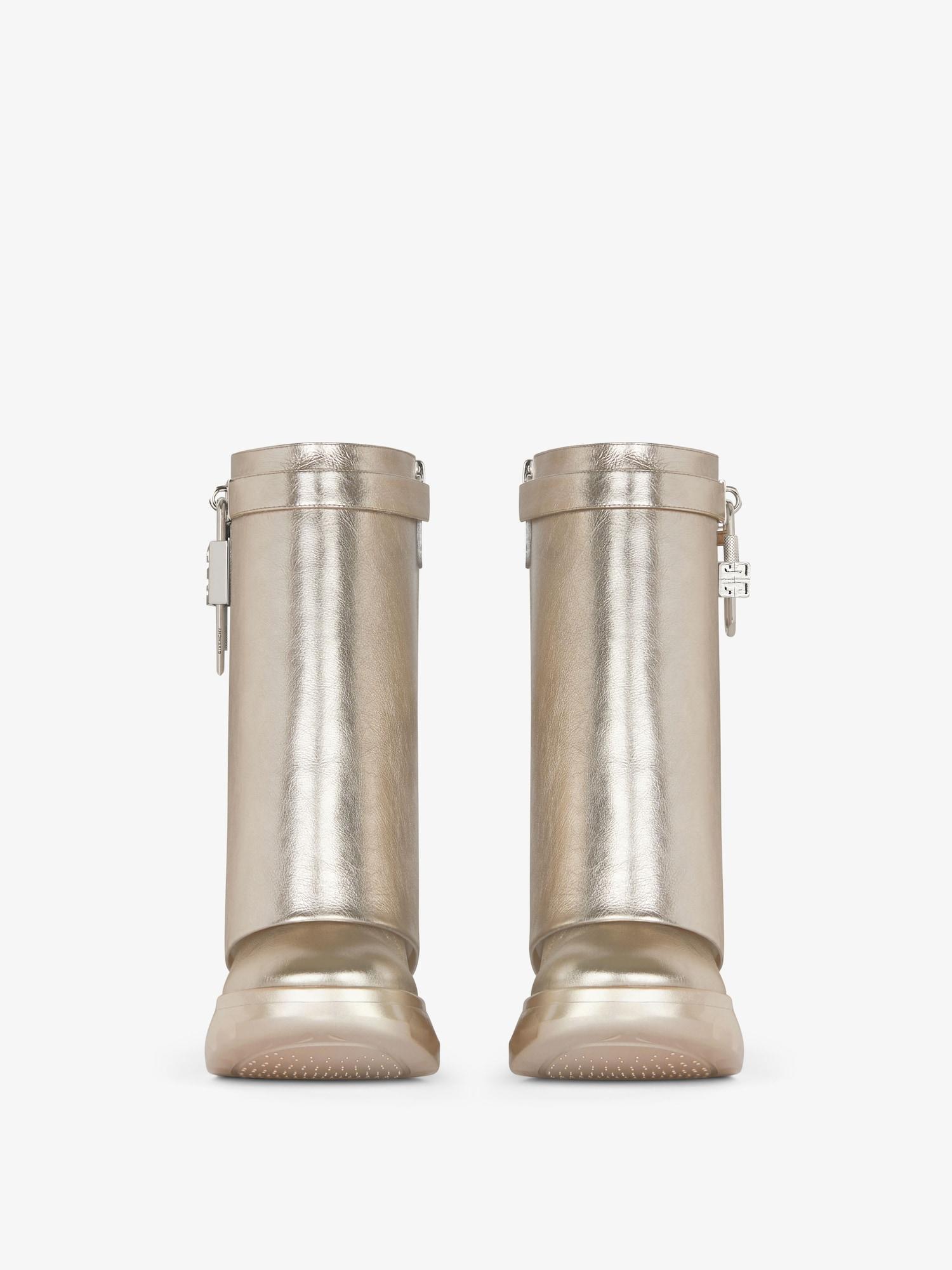 Shark Lock Biker ankle boots in leather Product Image