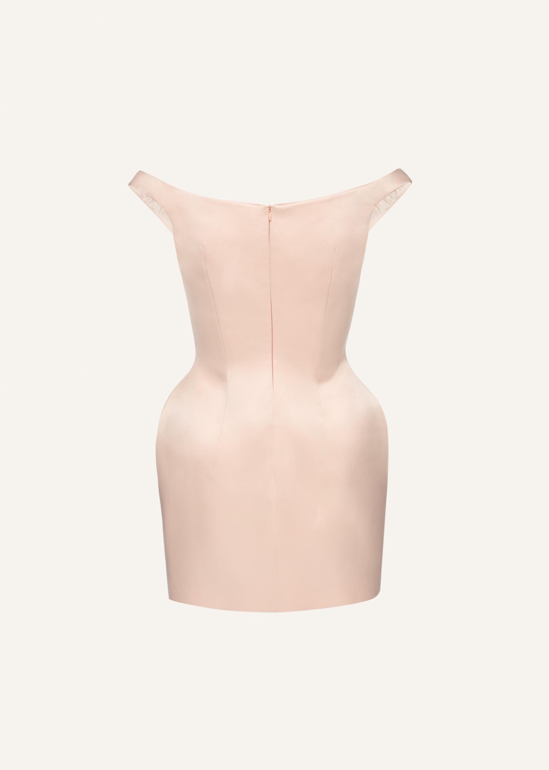 Off-shoulder hip pad midi dress in orange Product Image