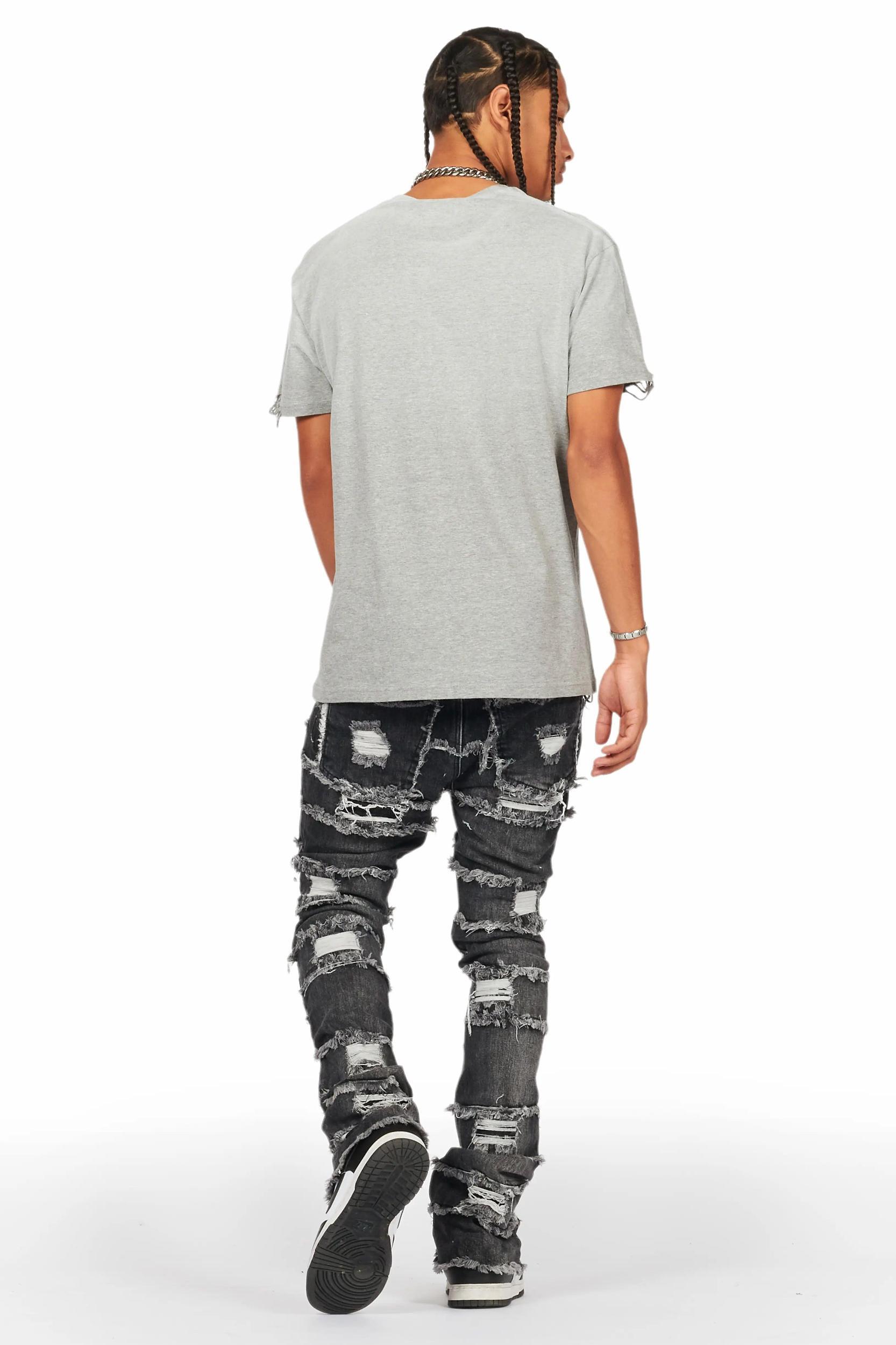 Sten Black Stacked Flare Jean Male Product Image