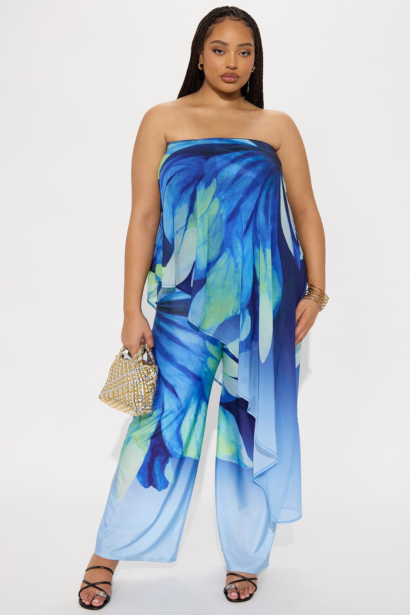 Danielle Flowy Floral Jumpsuit - Blue Product Image
