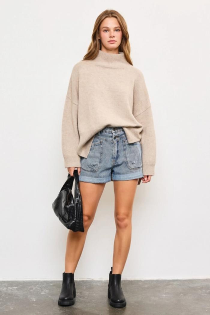 Mock Neck Knit Top Product Image