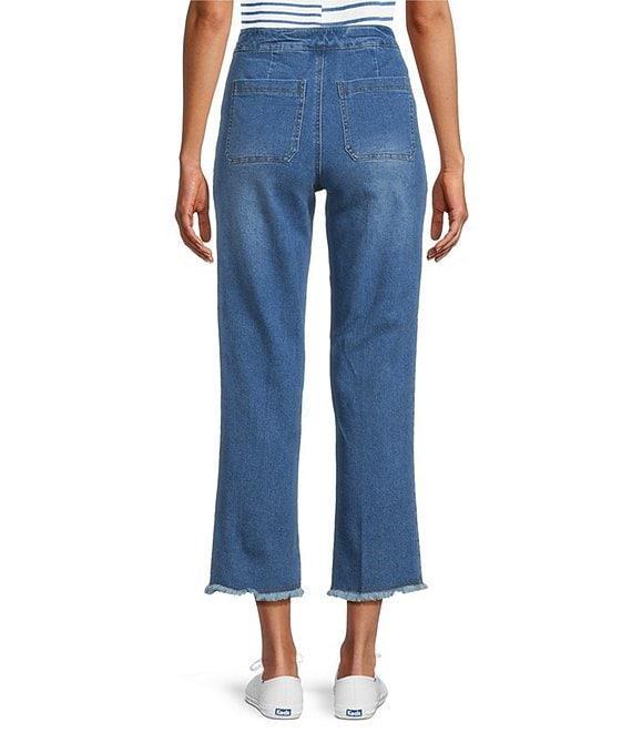 Multiples Wide-Leg Pull-On Cropped Denim Jeans Product Image