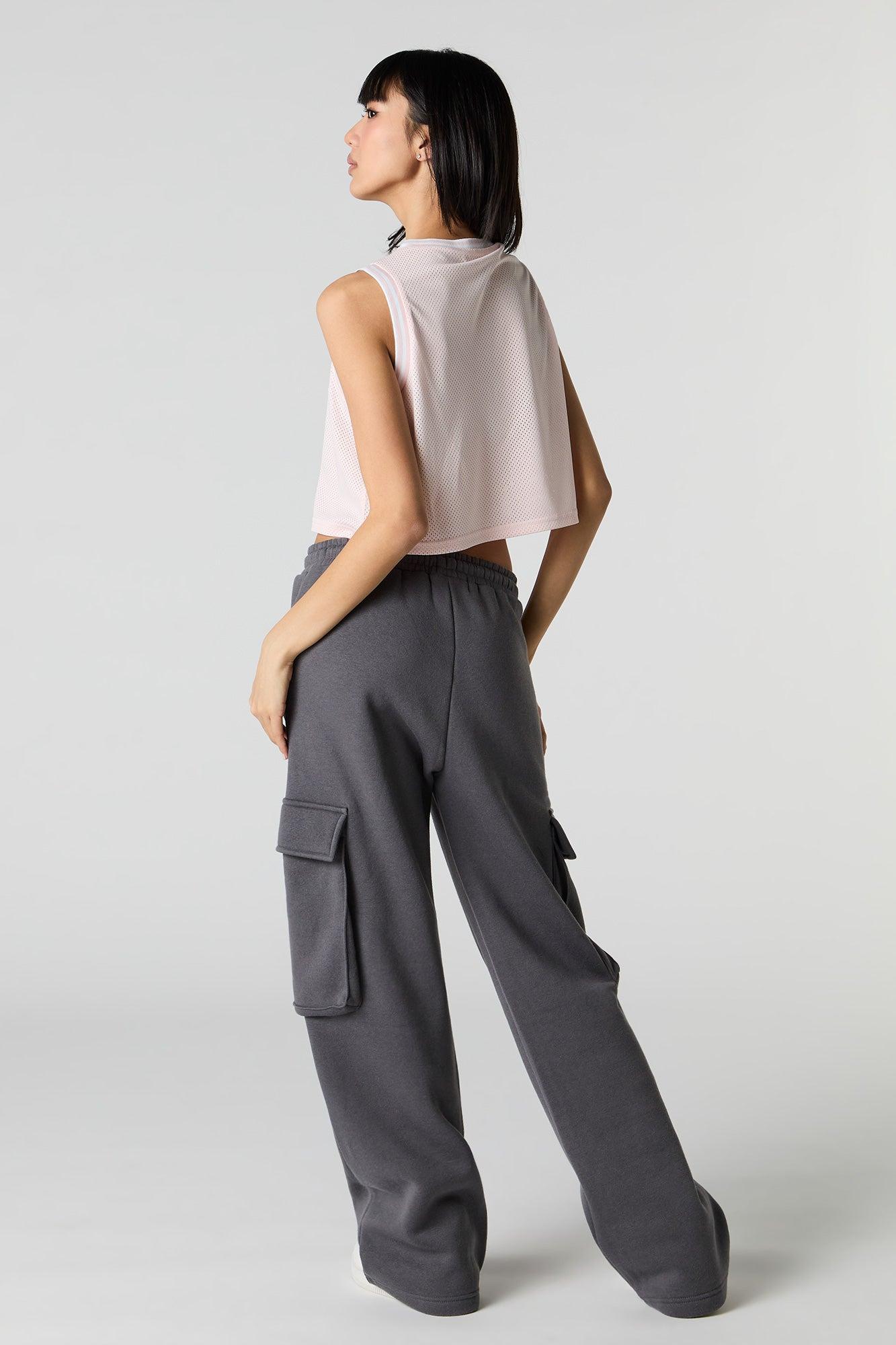 Fleece Wide Leg Cargo Sweatpant Female Product Image
