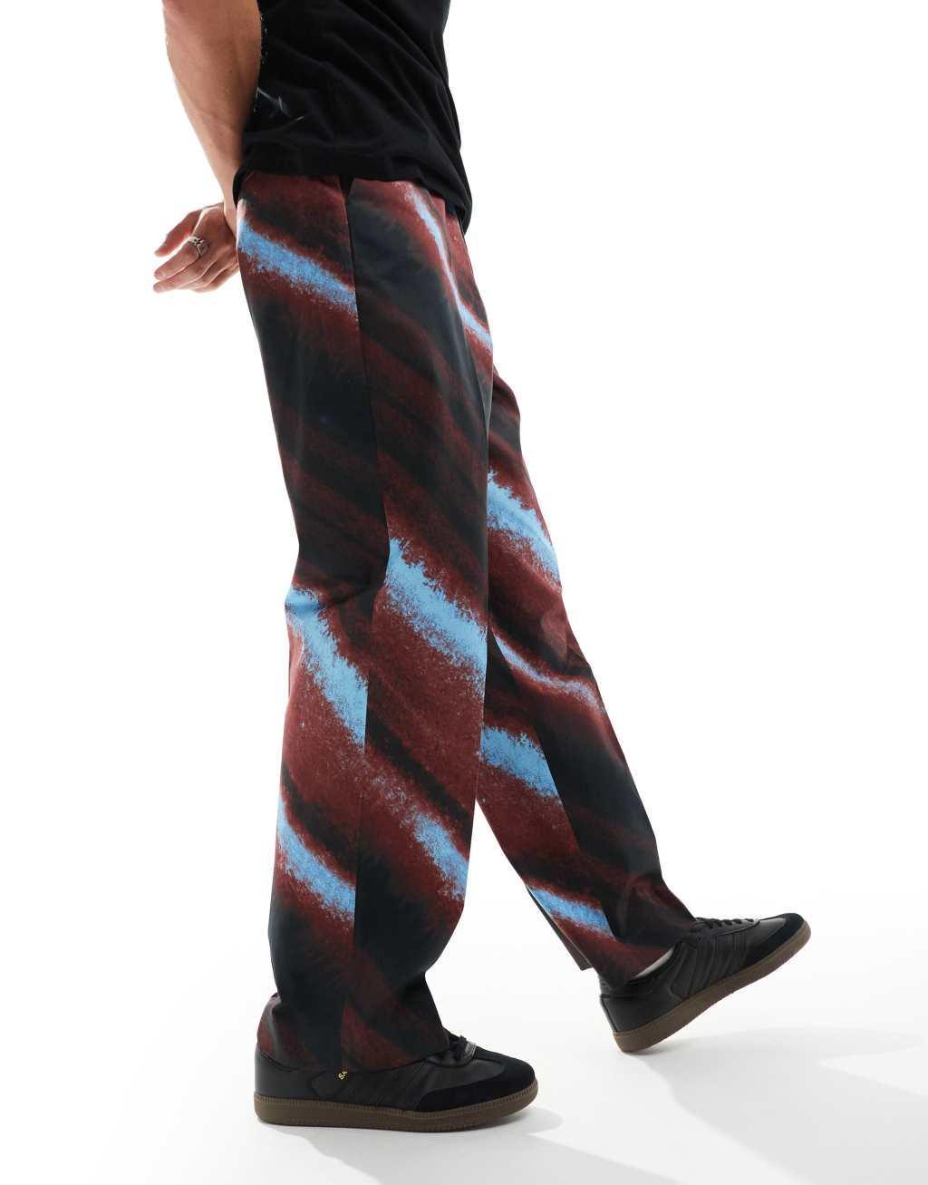 ASOS DESIGN wide leg pants in brown ombre print Product Image