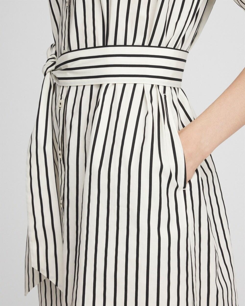 Cotton Stripe Midi Shirt Dress Product Image