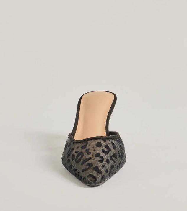 Fierce Moment Leopard Print Kitten Heeled Mules Product Image