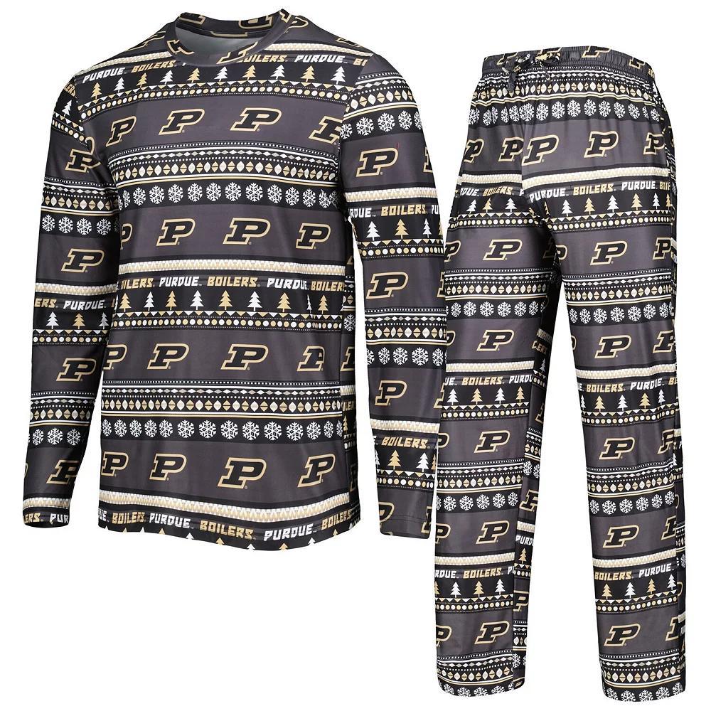 Men's Concepts Sport Black Purdue Boilermakers Swivel Long Sleeve T-Shirt & Pants Sleep Set, Size: Large Product Image