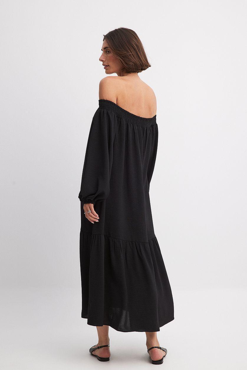 Off Shoulder Long Sleeve Midi Dress Product Image