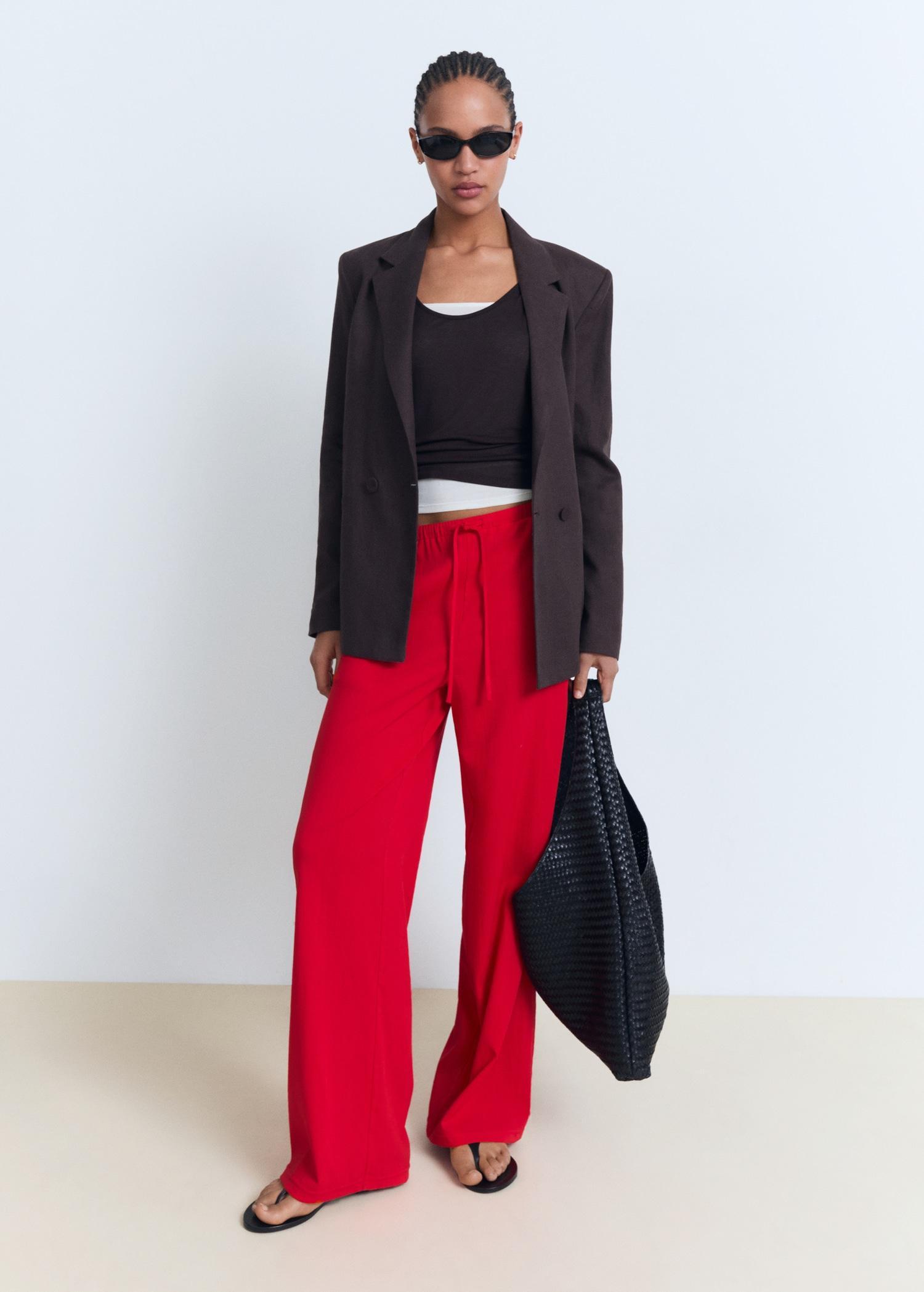 Drawstring straight pants - Women | MANGO USA Product Image