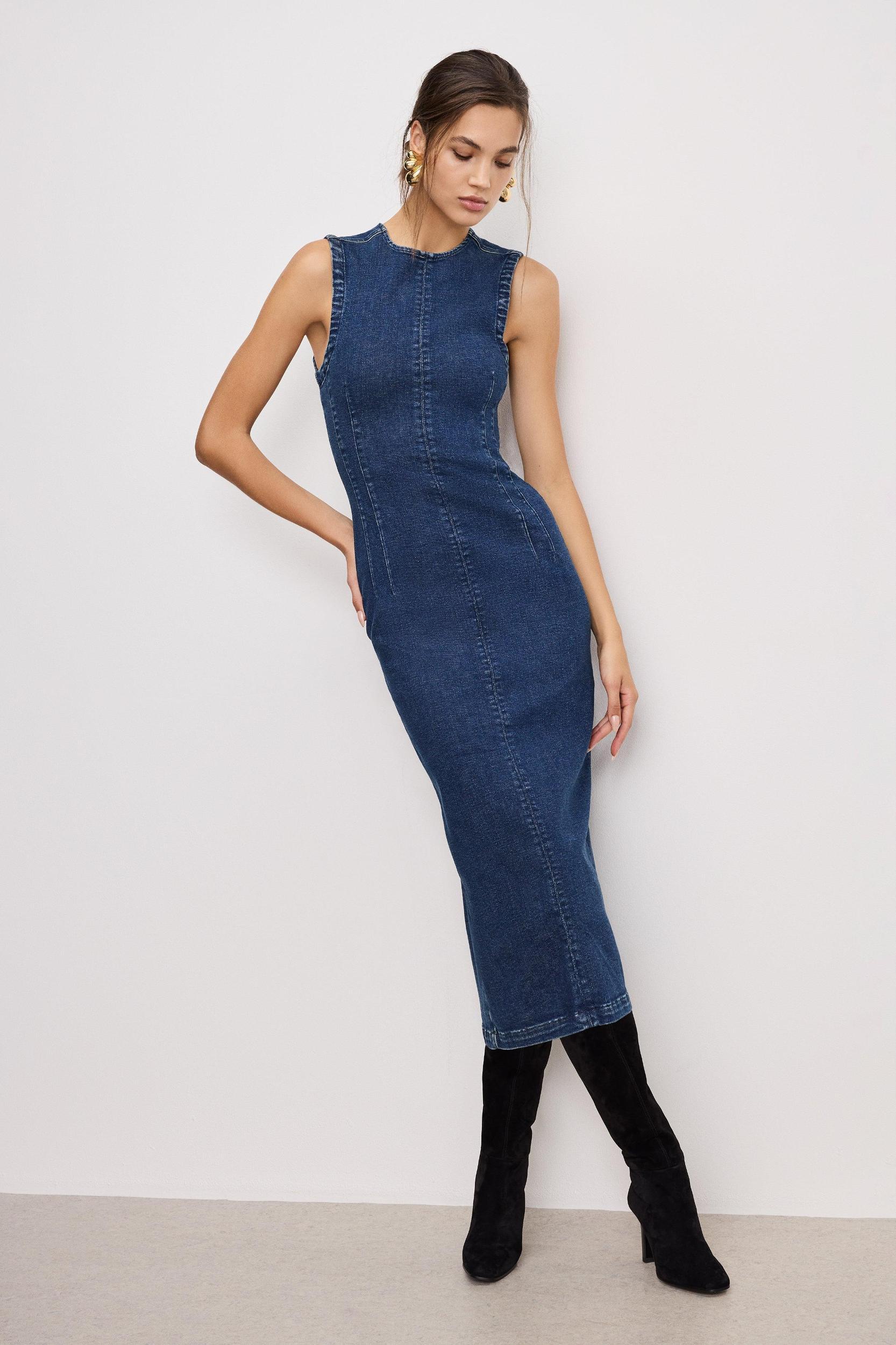 DENIM MIDI DRESS | INDIGO724 Product Image