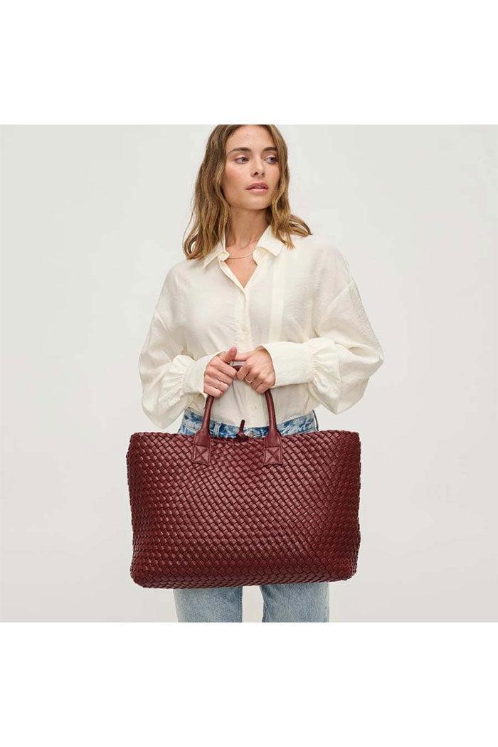 Woven Vegan Leather Tote Product Image