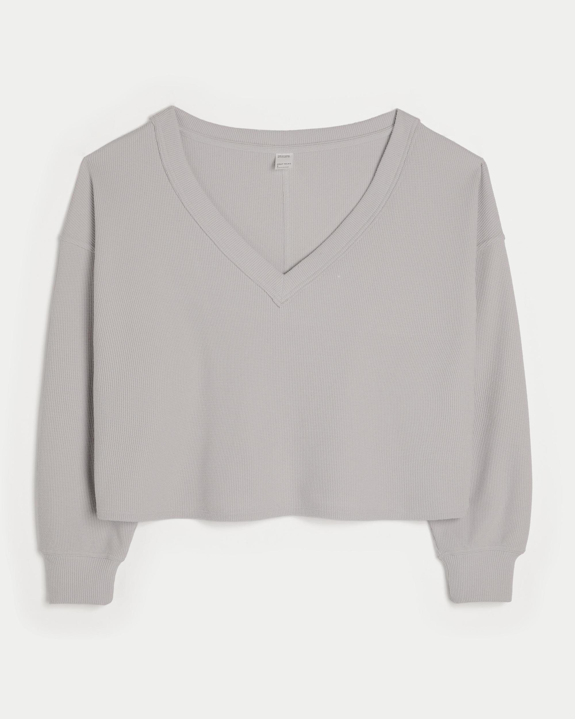 Gilly Hicks Off-the-Shoulder V-Neck Waffle Top Product Image