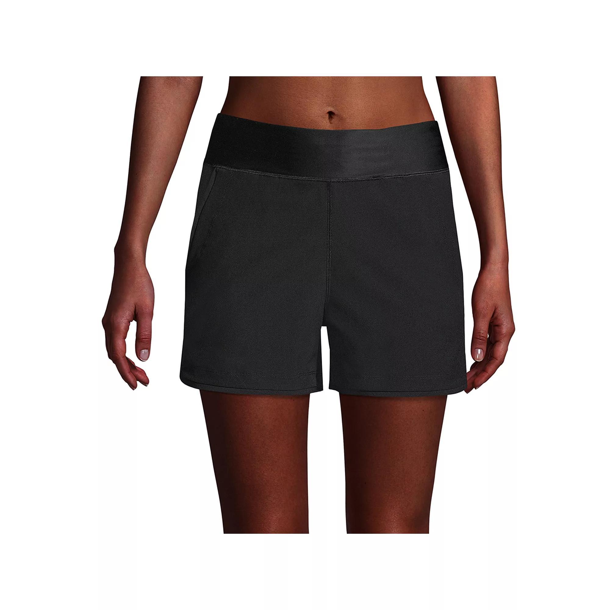 Women's Lands' End 3" Quick Dry Swim Shorts With Panty, Size: 4, Black Product Image