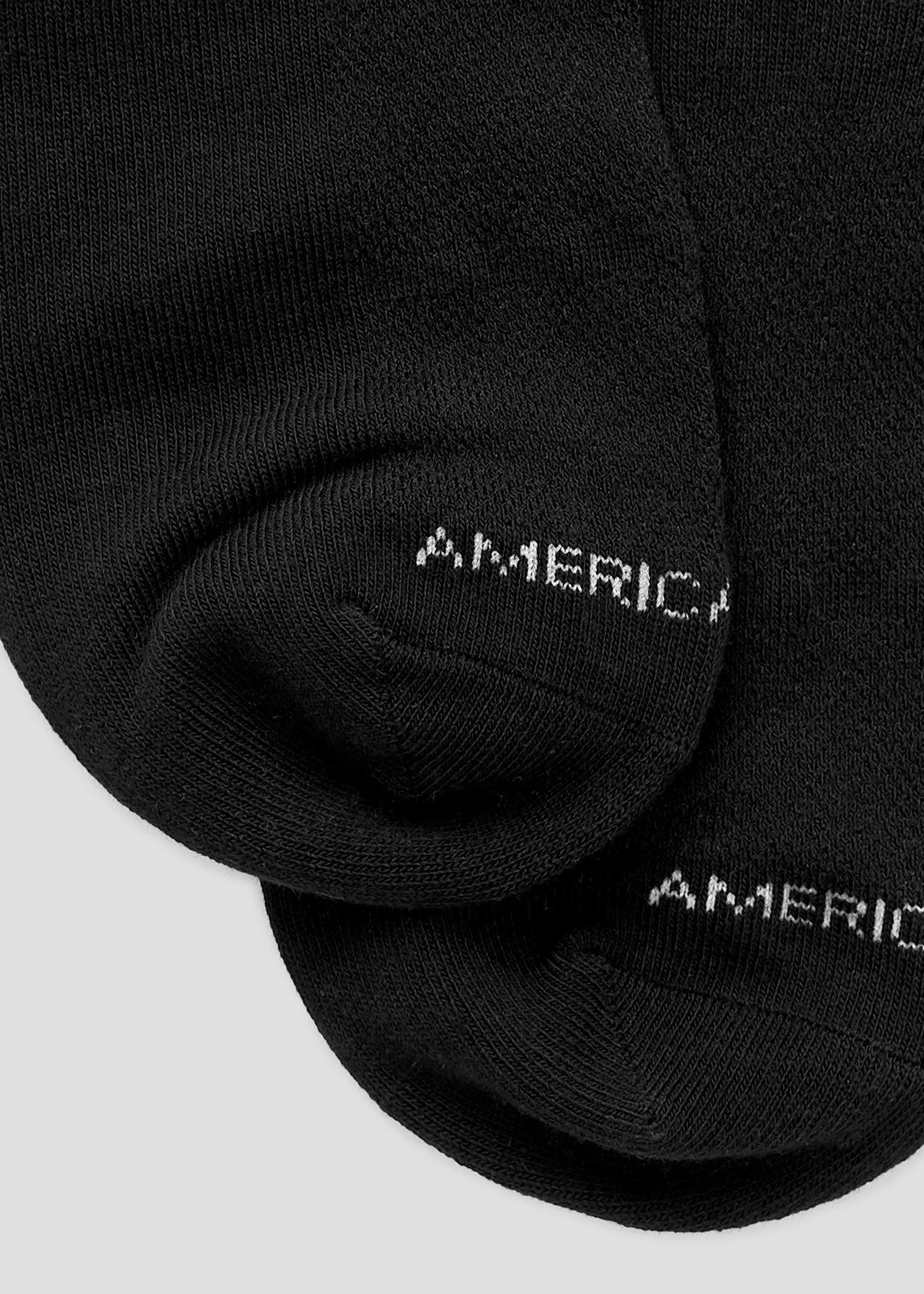 Athletic Crew Socks (X-Large Size: 13-15) for Tall Men in Black Product Image