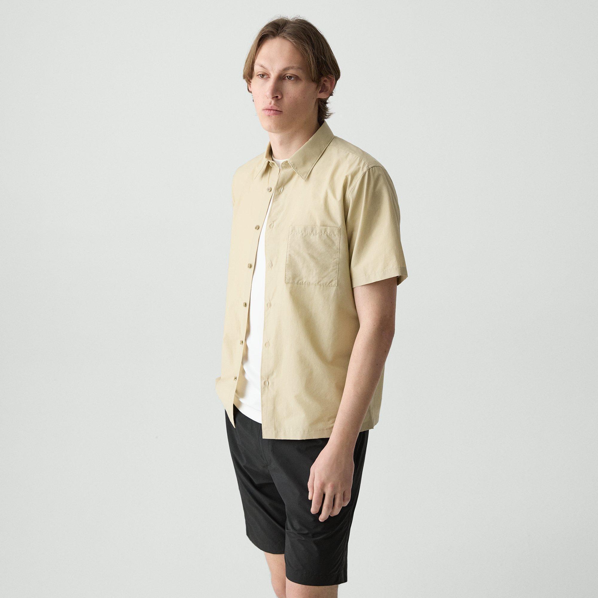 Cotton-Blend Noll Short-Sleeve Shirt | Theory Product Image