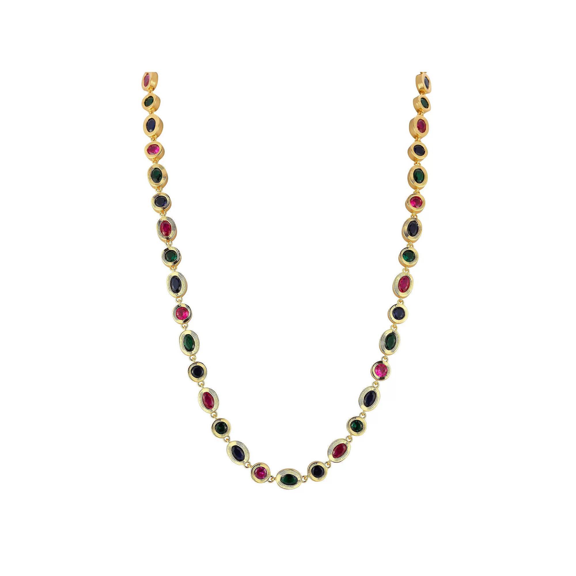 WINX Gold Tone Multicolor Cubic Zirconia Pebble Necklace, Women's, Size: 18" Product Image
