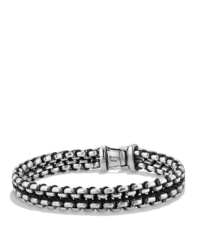 David Yurman Mens Woven Box Chain Bracelet in Sterling Silver with Blue Nylon, 12mm Product Image