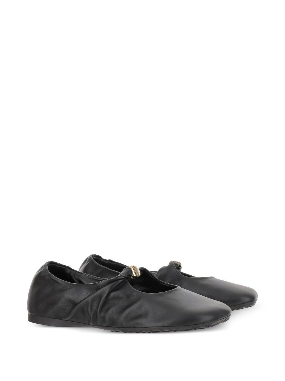 gathered leather ballet flats Product Image