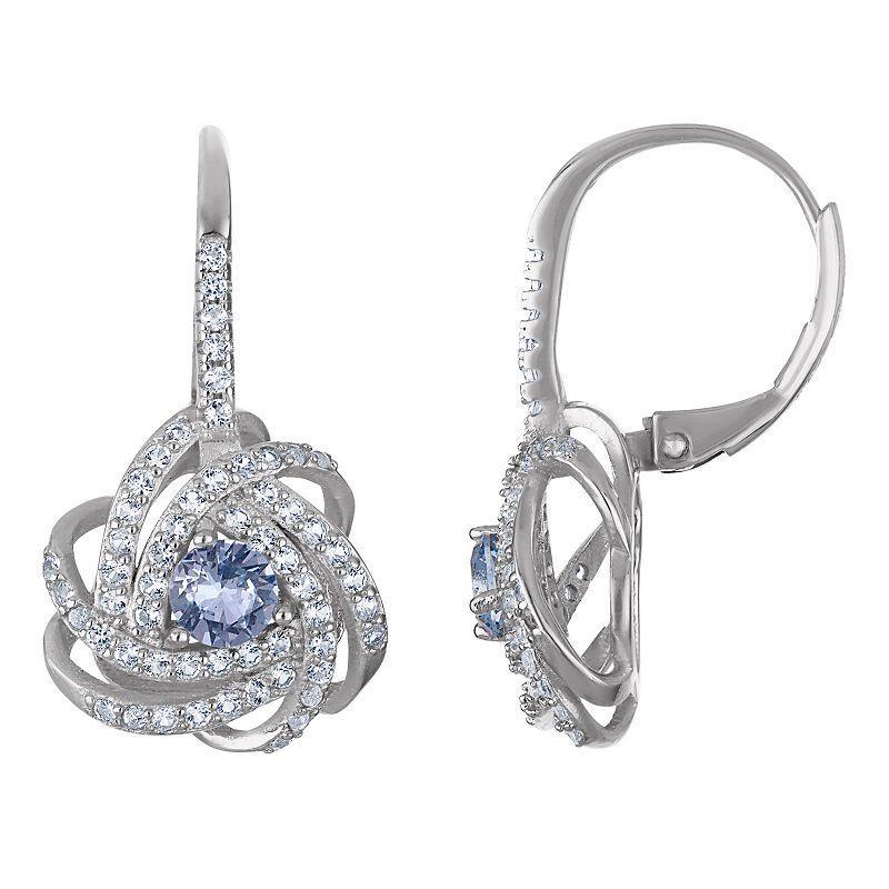 Designs by Gioelli Sterling Silver Gemstone Love Knot Leverback Earrings, Women's, Purple Product Image