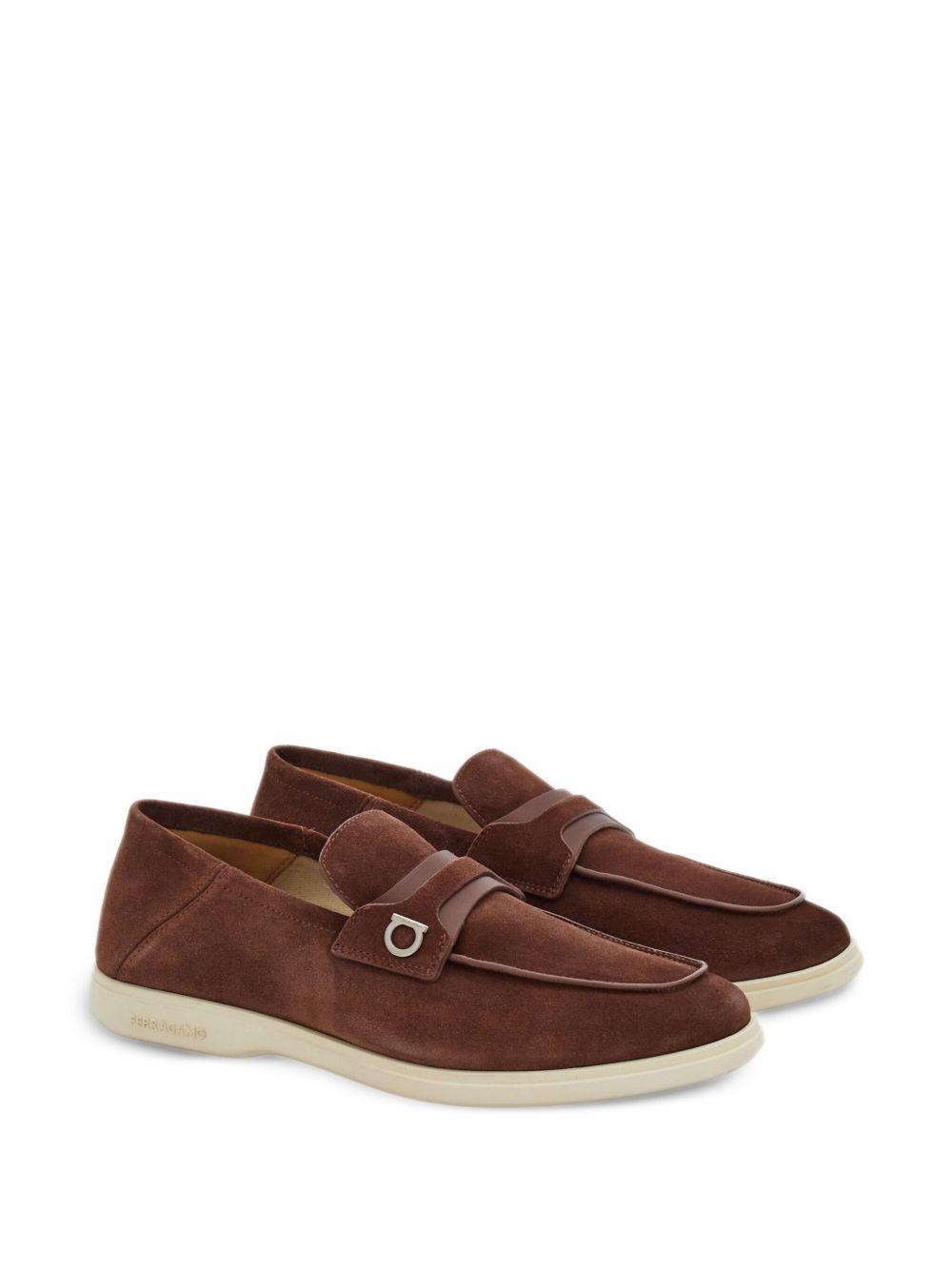 Gancini-plaque suede loafers Product Image