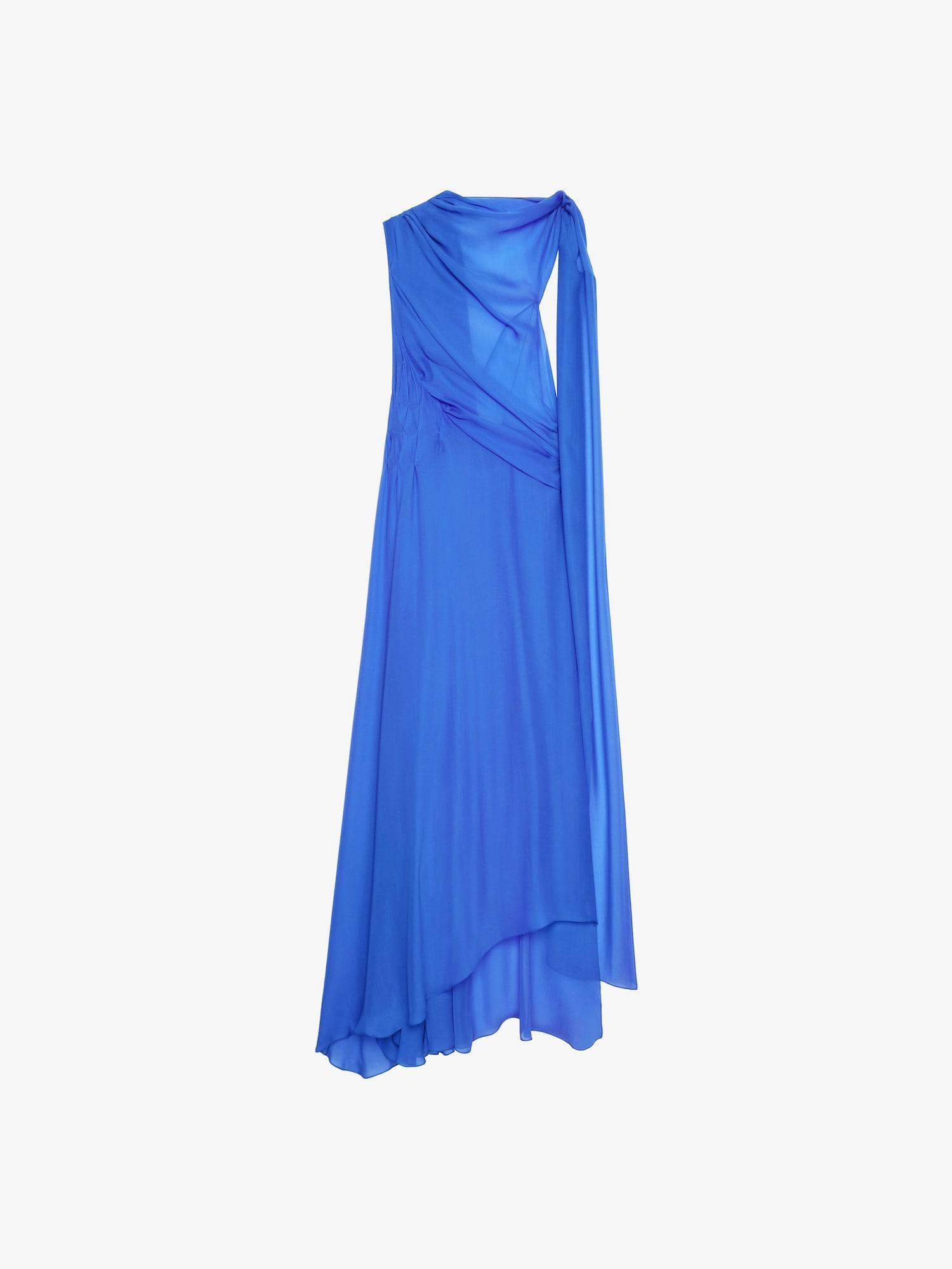 Draped dress in satin with lavallière Product Image