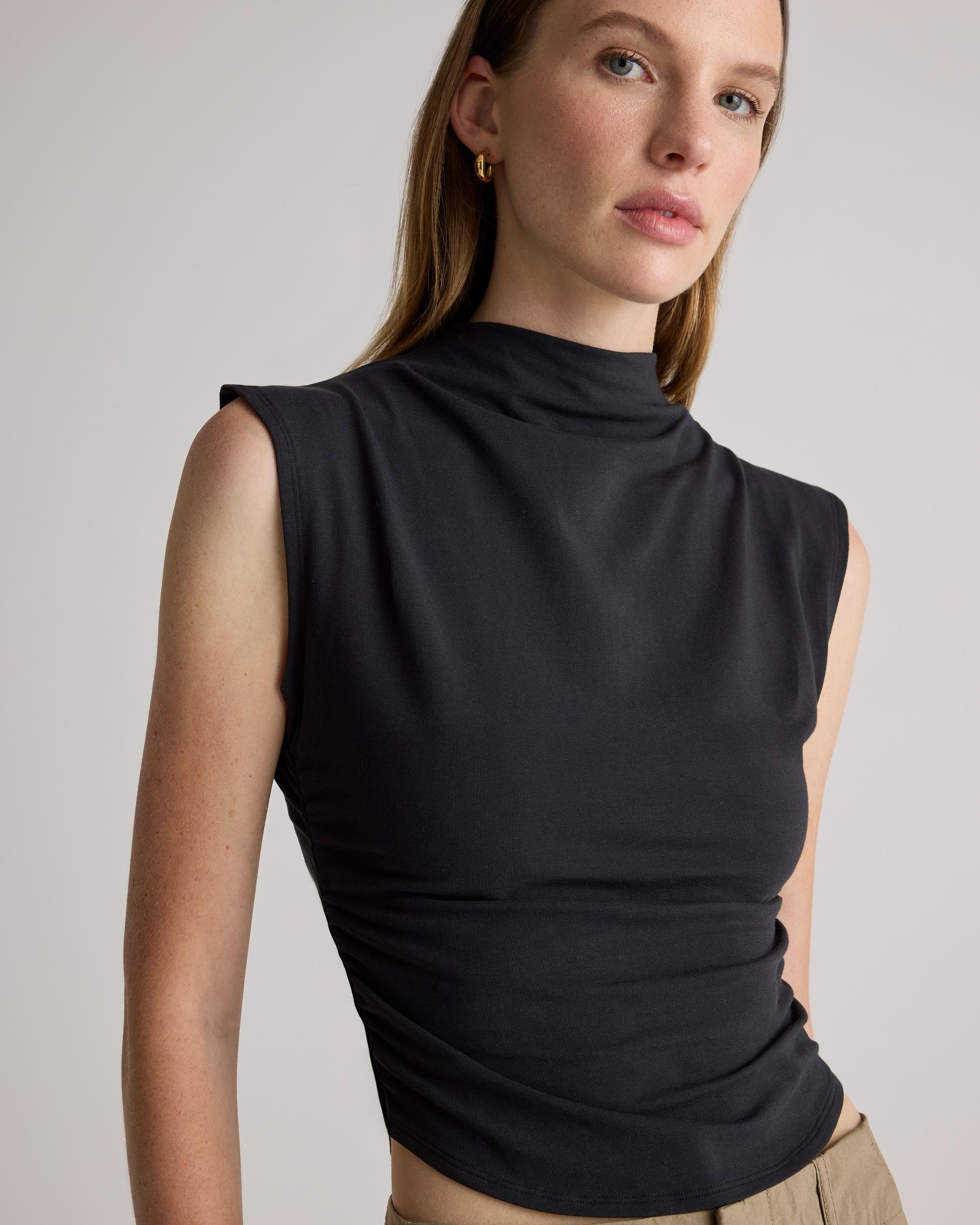 Quince | Women's Stretch Cotton Jersey Sleeveless Mock Neck Top Size XS, Organic Cotton Product Image