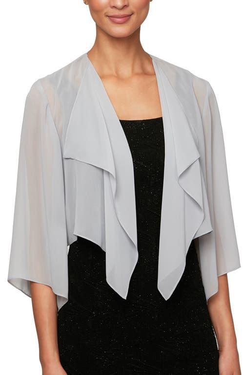 Alex Evenings Sheer Chiffon Split 34 Sleeve Handkerchief Hem Bolero Product Image