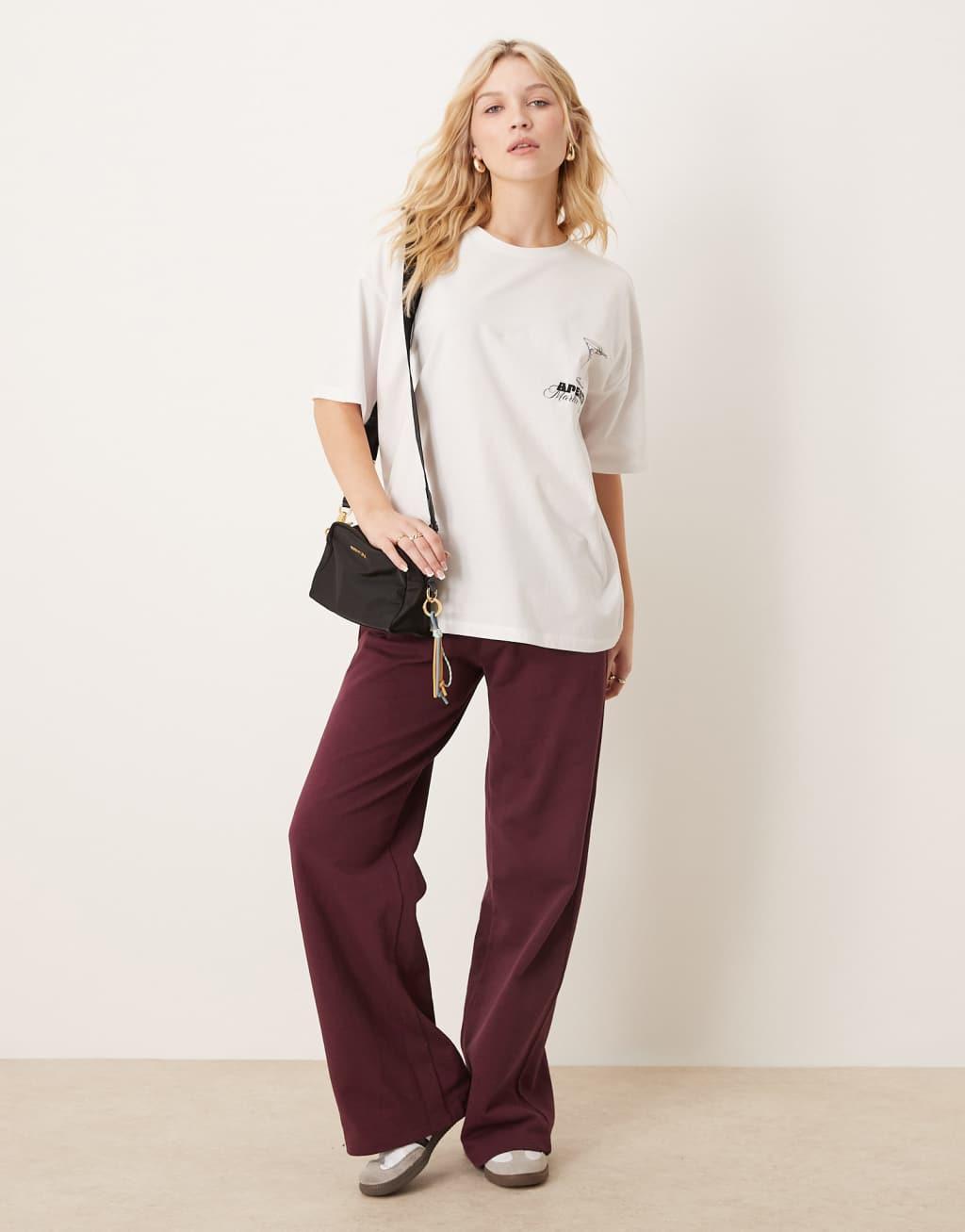 ASOS DESIGN oversized tee with aperitif cocktail graphic in white Product Image