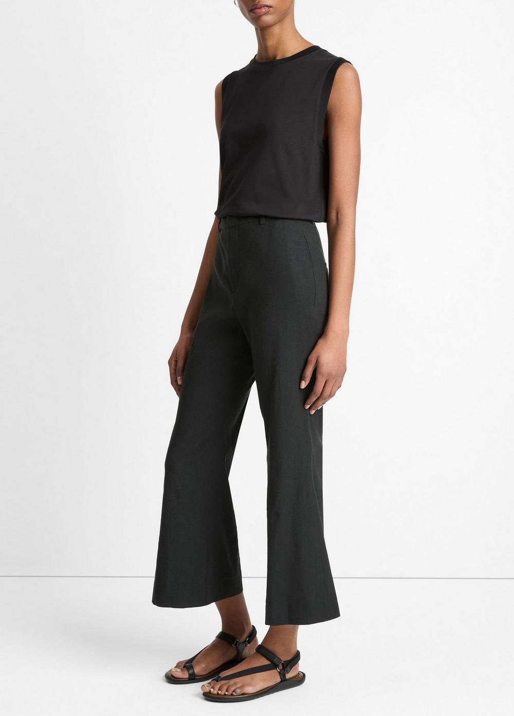 Linen-Blend Crop Flare Trouser Product Image